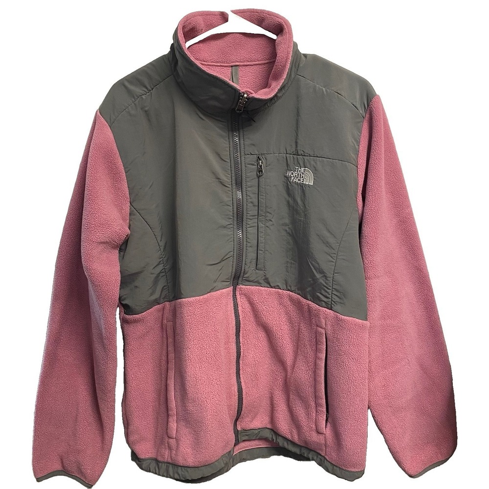 The North Face Denali Polartec Women Pink W/Gray Coat Fleece Full-zip Jacket XL